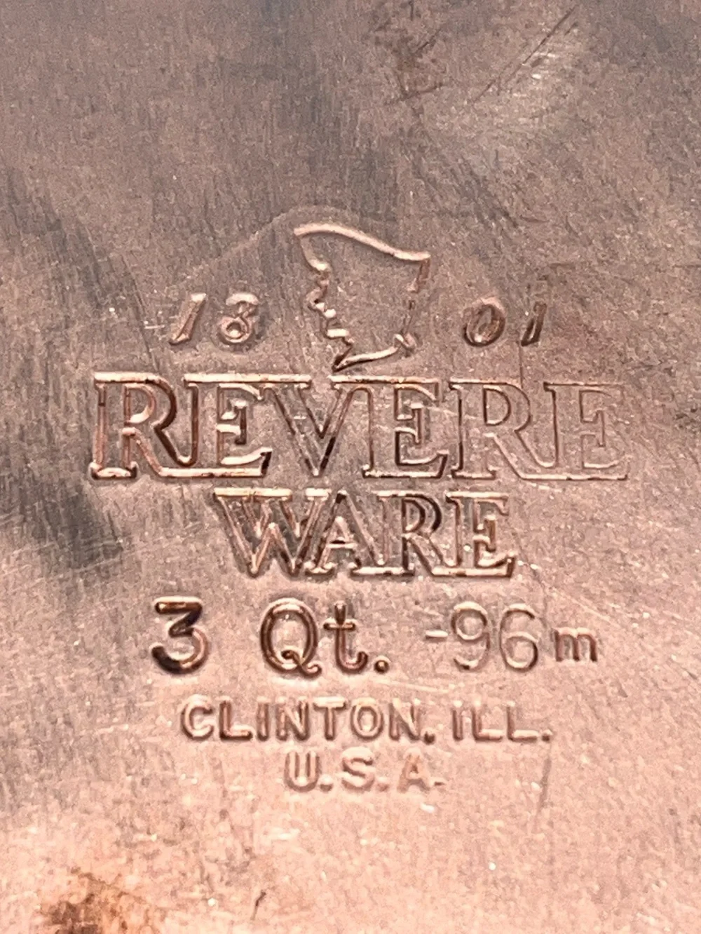 Vintage Revere Ware 3 Quart Stainless Steel / Copper Bottom Pot W/ Lid: 96M